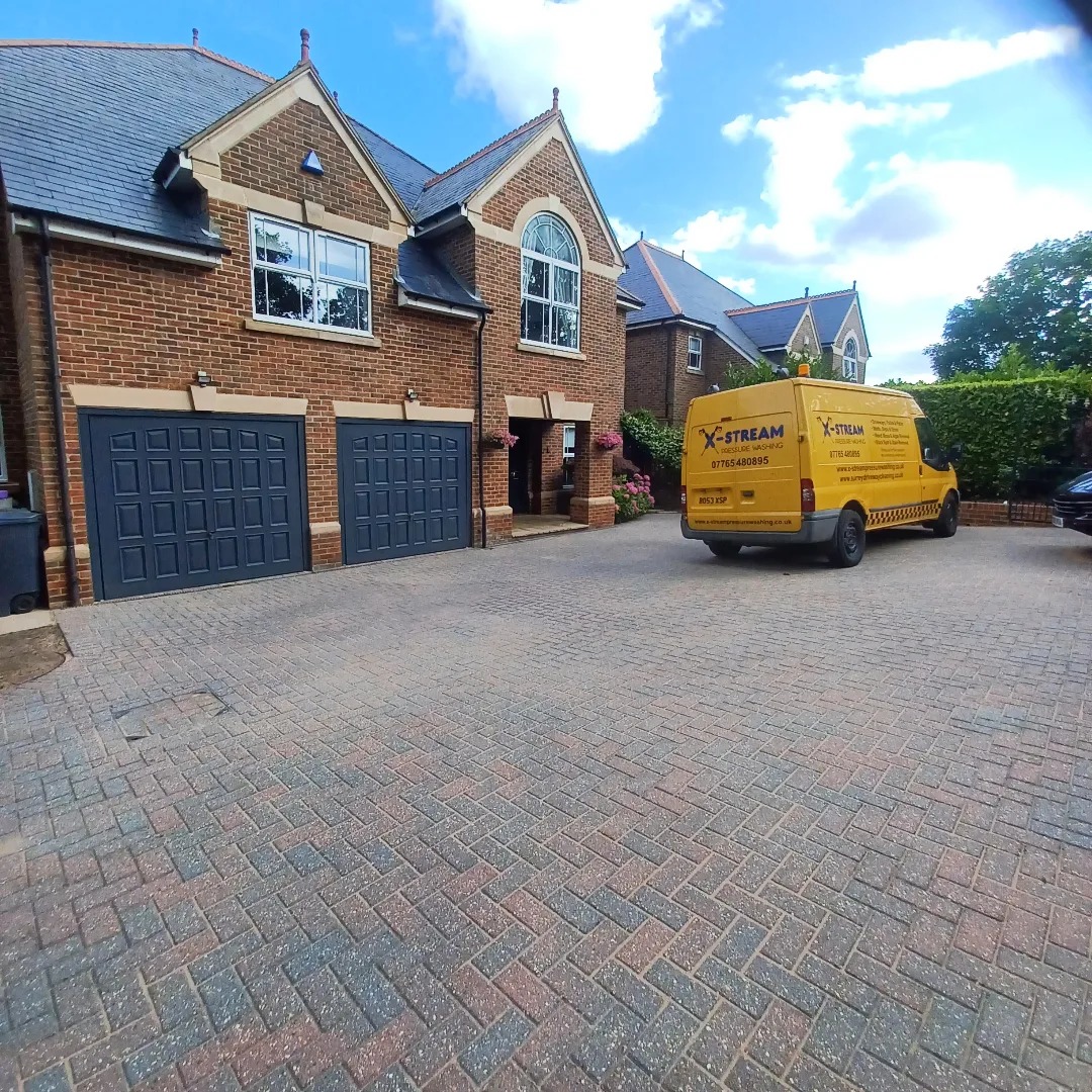 Clean blocked driveway with X-Stream Pressure Washing van